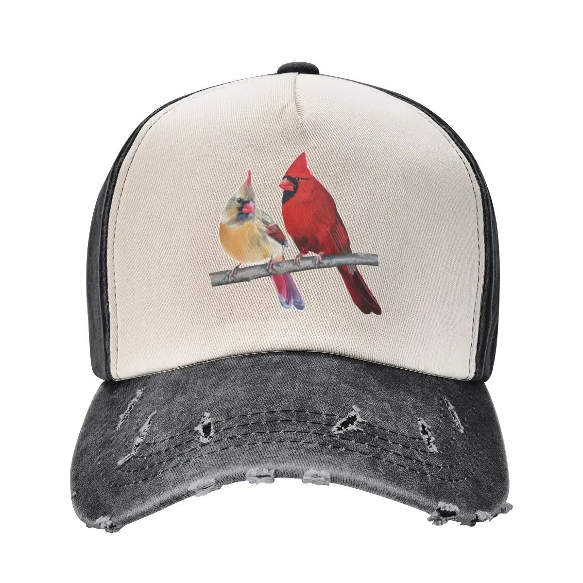 

Northern Cardinals Pair painting (no background) Baseball Cap custom Hat Big Size Hat fun hats Men Golf Wear Women's