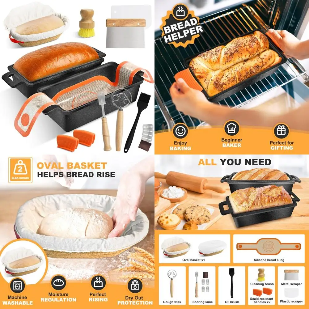 

Cast Iron Bread Loaf Pans with Lids - 9x5 Inch for Sourdough Baking Supplies and Multipurpose Use