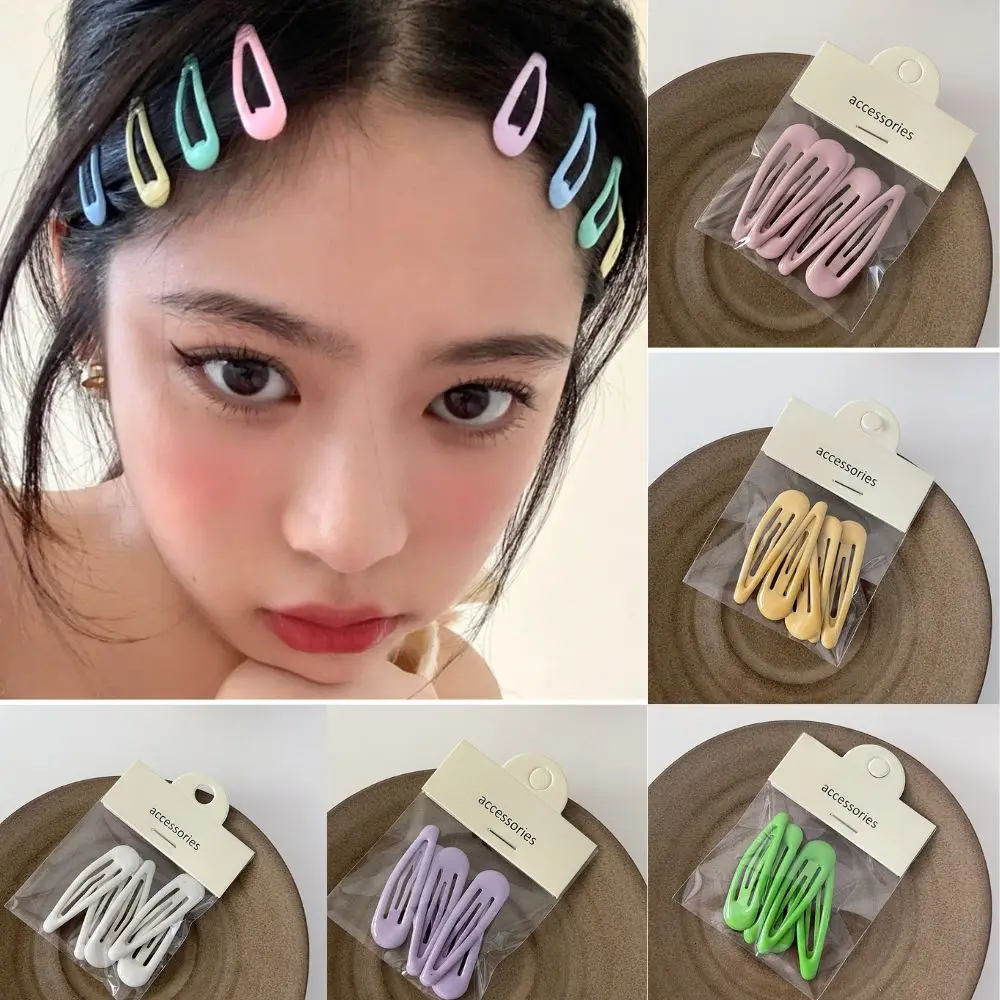 5pcs/Bag Waterdrop Shape Hairpins Y2K Metal Snap Hairgrip Sweet Hair Clips Girls Bangs Clip Barrettes Fashion Hair Accessories