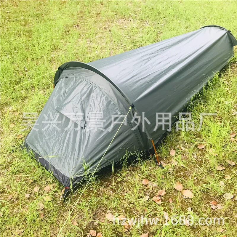 Portable single person aluminum pole camping tent, ultra light outdoor camping supplies, sleeping bag tent, mountaineering