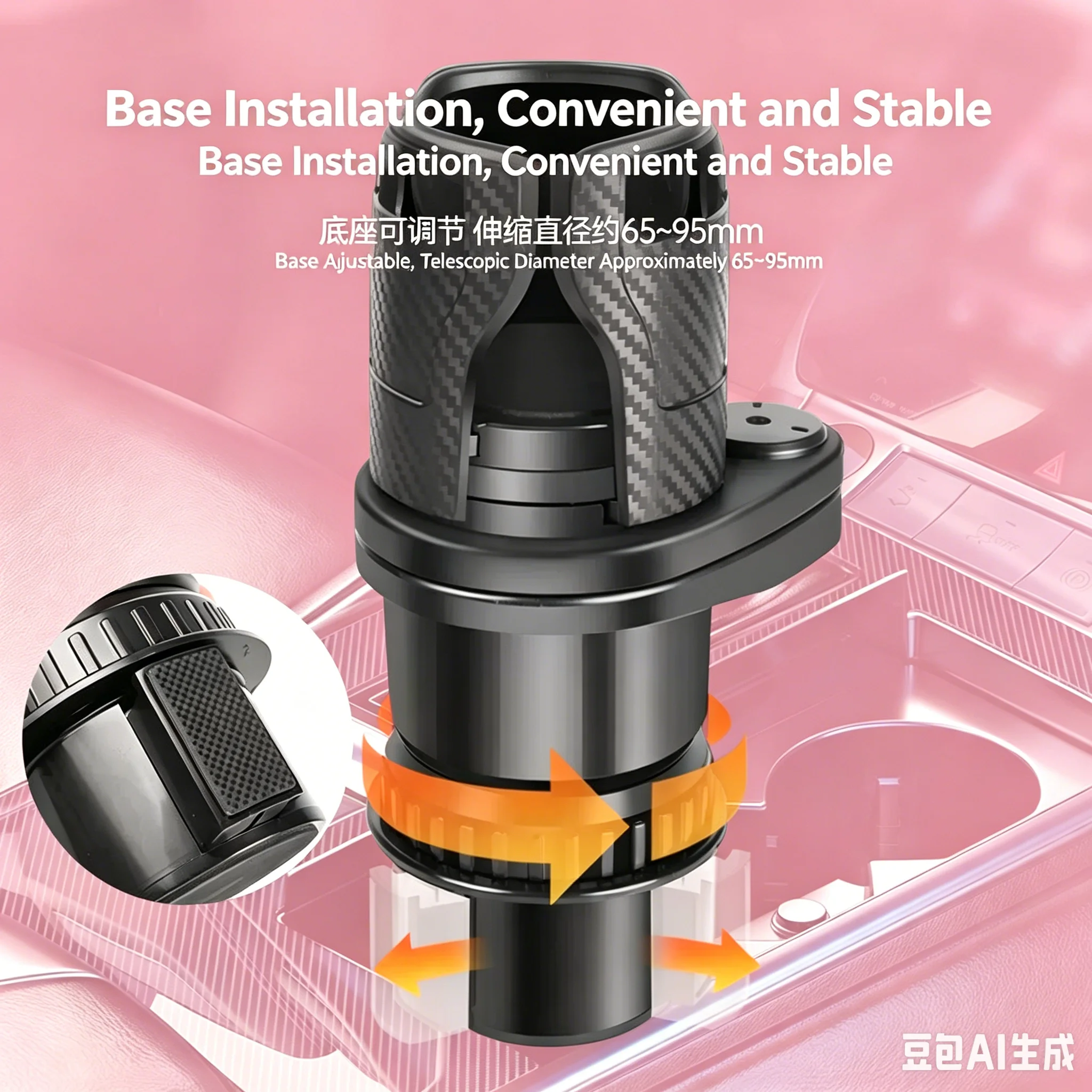 2-in-1 Multifunctional Car Cup Holder, Rotatable & Foldable Auto Drink Organizer