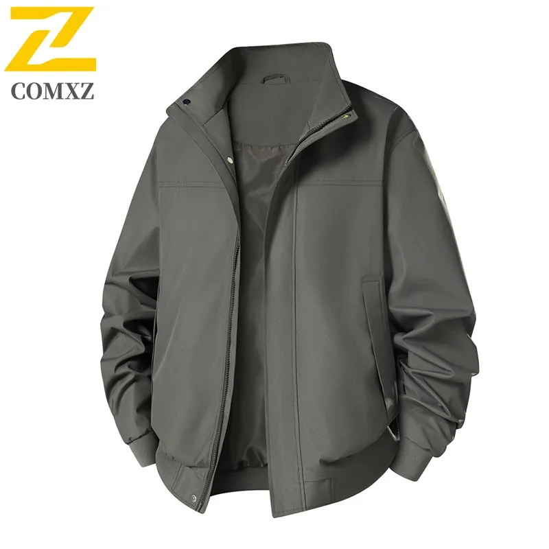 COMXZ Men Outerwear 2025 Loose Comfortable Camping Travel Stylish Casual Autumn Windbreaker Jacket Walking Lightweight New Coat