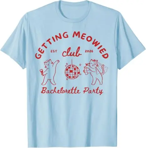 Getting Meowied Club Est 2026 Lustiges Katzen-T-Shirt für Junggesellinnenabschiede, Y2k-Humor, Katzen-Thema, Geschenke für Braut und Brautjungfern – Detail 8
