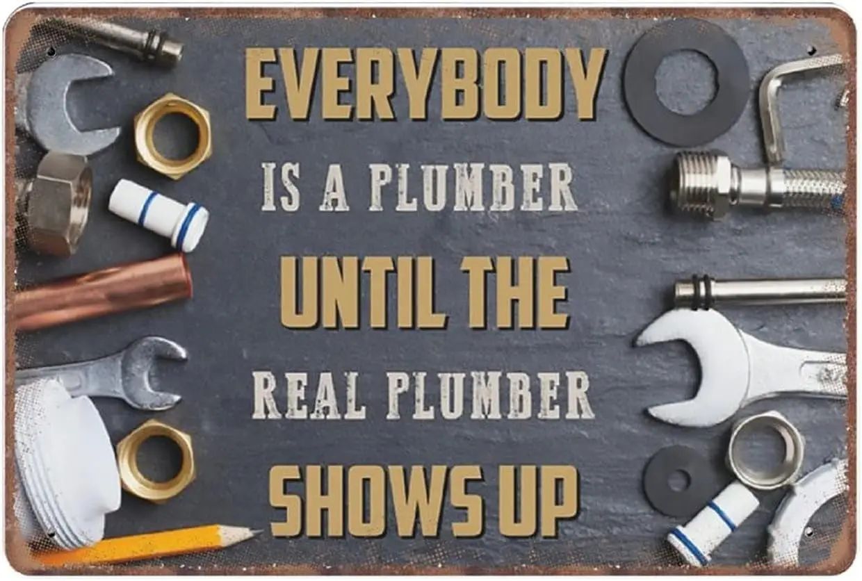 

Vintage Poster Metal Sign Plumbing Real Plumber Shows Up Tin Signs Retro Plaque Wall Decor Gift For Home Kitchen Office Club Bar