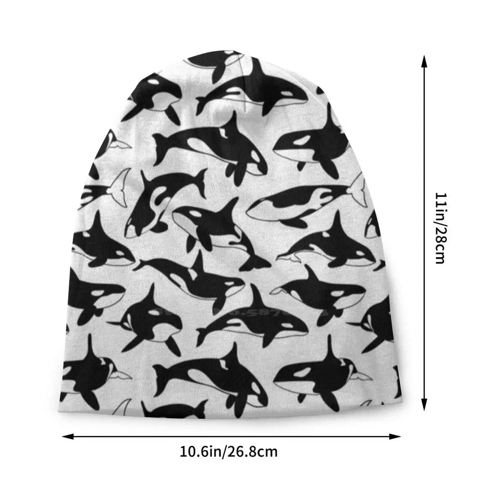 Orcas Knitted Hat Warm Beanie Outdoor Caps Orcas Whales Killer Whale Dolphin Black And White Pattern Save Seaworld Free