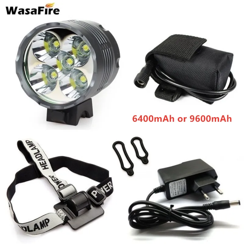 5*T6 LED Bicycle Light Lantern 7000LM Bike Front Light MTB Head Lamp Cycling Headlight + 8.4V Charger + 18650 Battery Pack