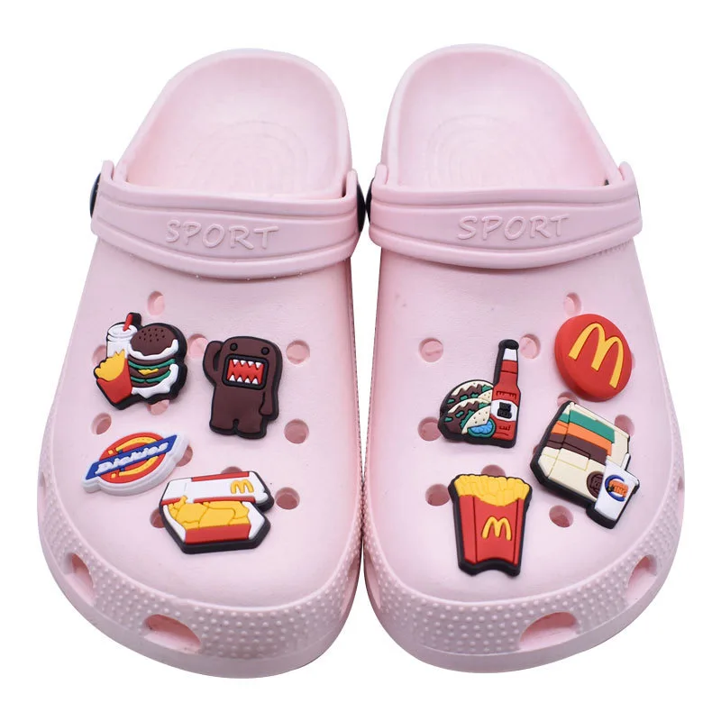 High Imitation Simulation Food Shoe Charms Popcorn/Hamburger/Fries Shoe Decoration Accessories for Kid\'s Party X-mas Gifts