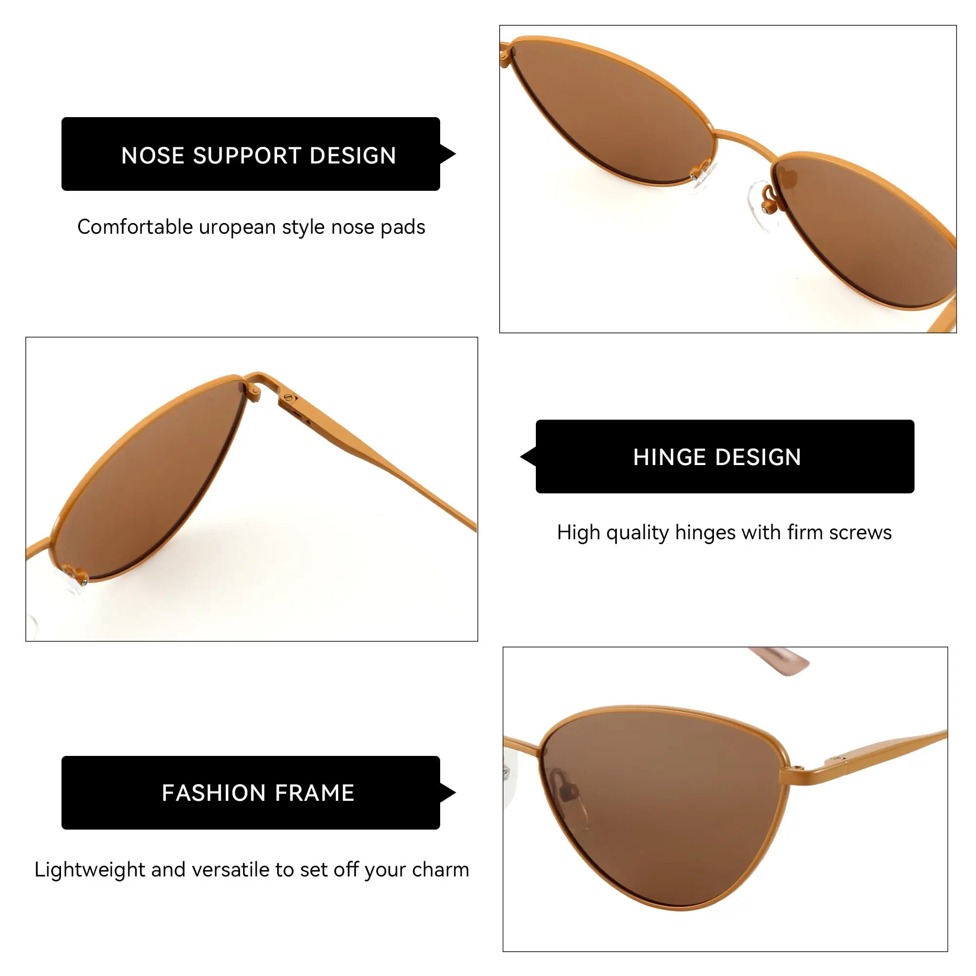 ZENOTTIC Ladies Fashion Small Cat Eye Sunglasses Fashion Narrow Metal Frame Polarized Sun Glasses UV Protection for Women - Image 6