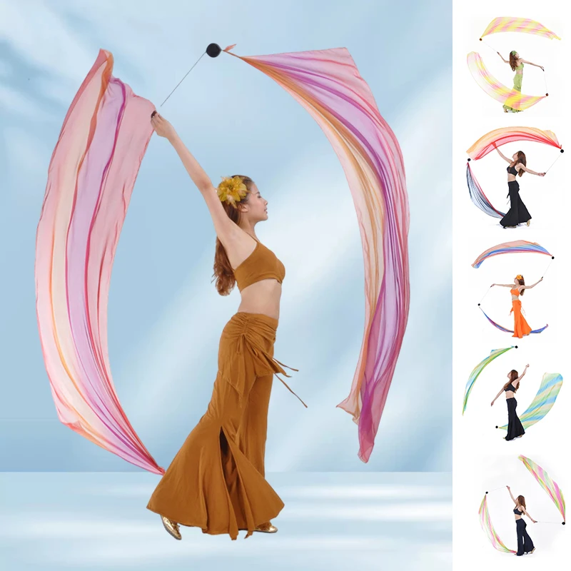 Dancer Belly Dance Silk Ball Belly Dance Handball Women Dance Veil Silk Streamer Silk Veil+ Poi Chain Ball Dance Stage Props