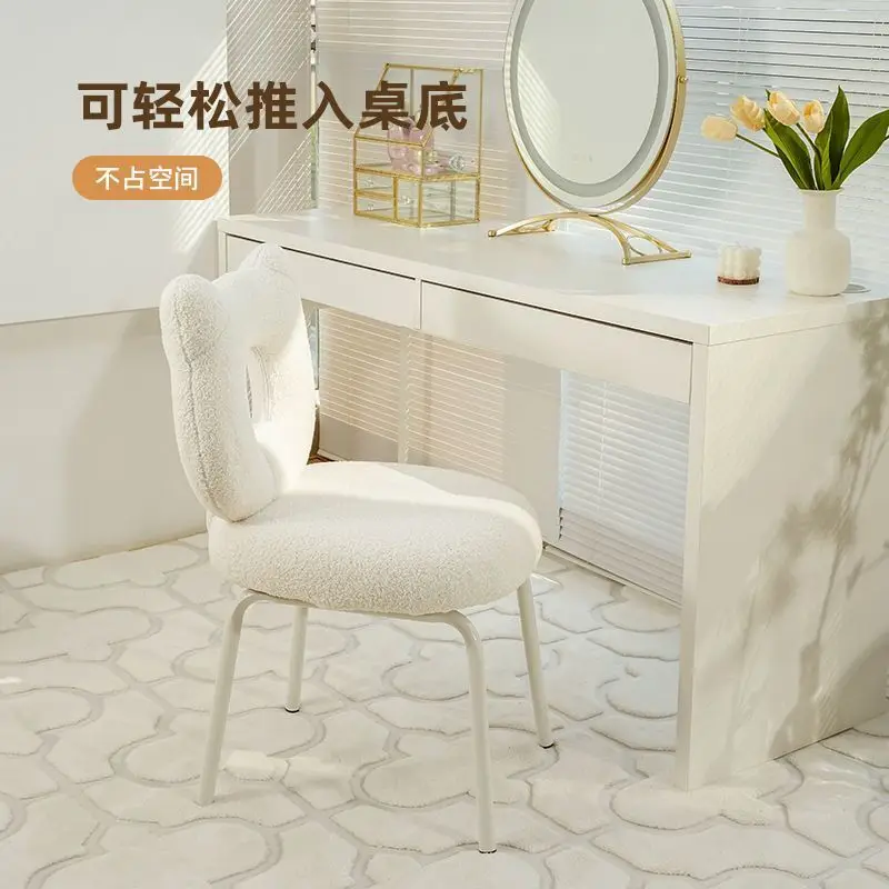 Cream style makeup chair, girl bedroom dressing table, chair backrest, mesh red makeup stool, light luxury and simple dressing