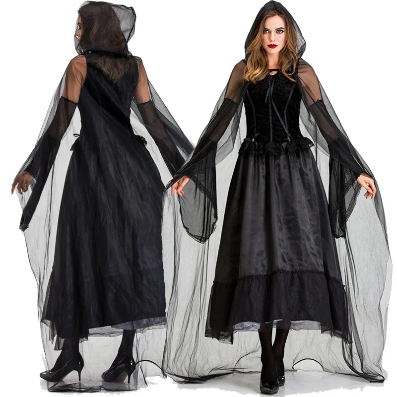 loween Death God Ghost Bride Hell Godd Witch Devil  Size Splitting Dr Par Costume Women's Faion Clothing