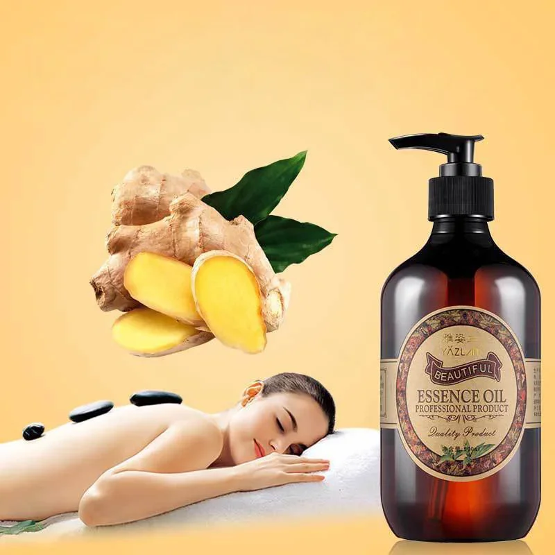 500ml Ginger Heat Massage Essential Oil Whole Body Heat Push To Take Cold Tongluo Scraping Body Oil Promote Metabolism