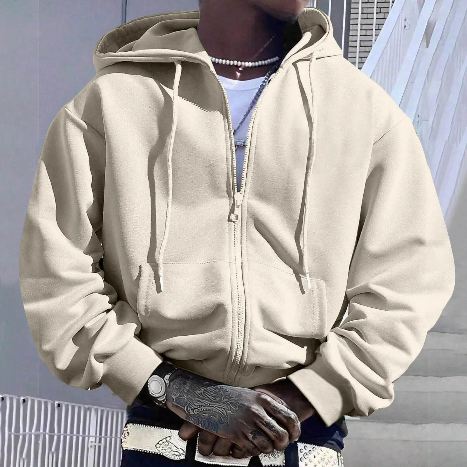 

Mens Zip Up Hoodie Long Sleeve Fleece Full Zip Hooded Sweatshirt Pullover With Pocket Thick Sweatshirt