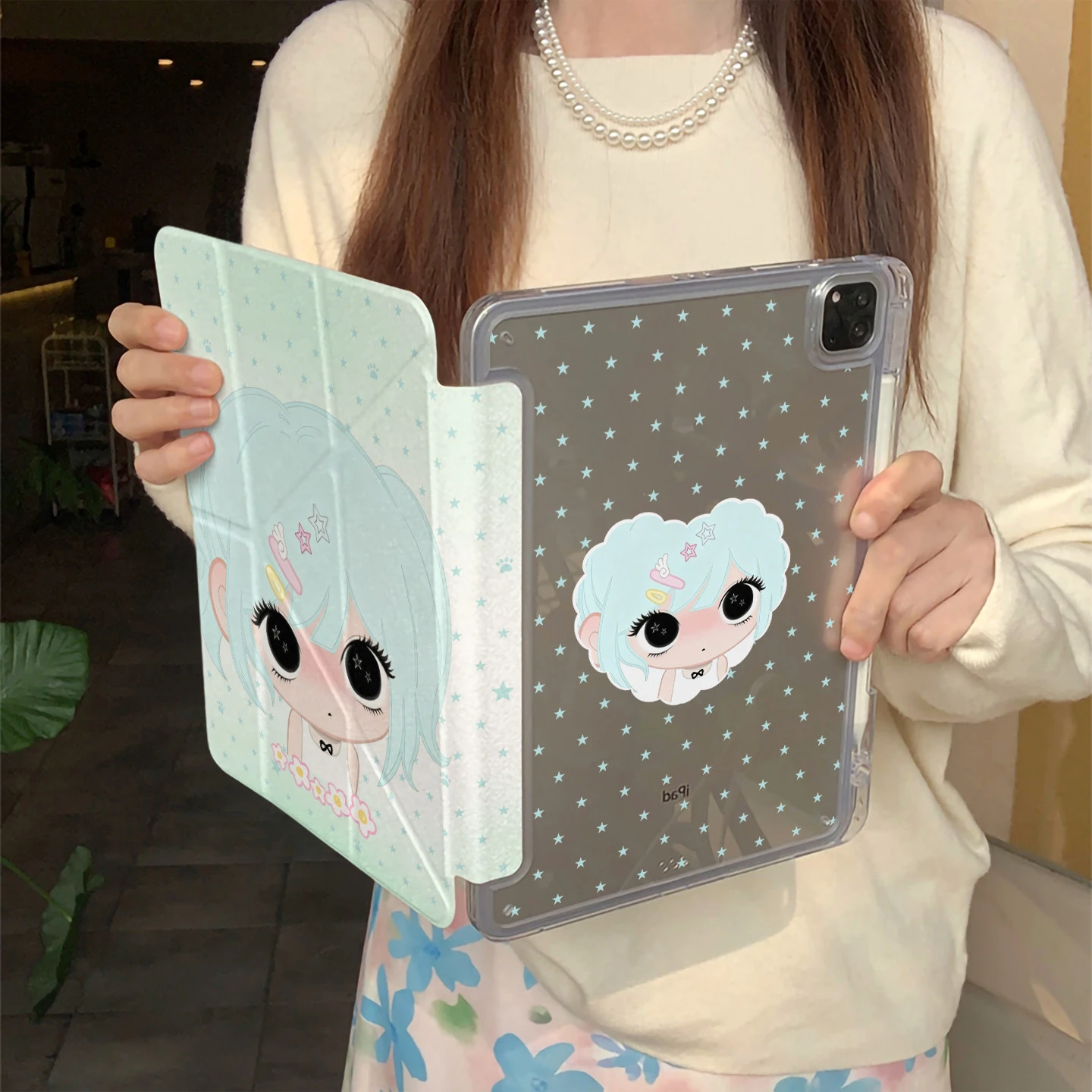 Cute Girl Star Y2K Tablet Case For iPad Pro 11 12.9 13 A16 M2 M4 M3 M5 Shell 8.3 9.7 10.2 5/6/7/8/9/10/11th Mini Air 3 4 5 Cover