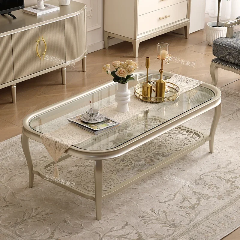

Luxury Nordic Coffee Table Aesthetic Unique Living Room Decoration Coffee Table Glass Transparent Mesa Auxiliar Home Furniture