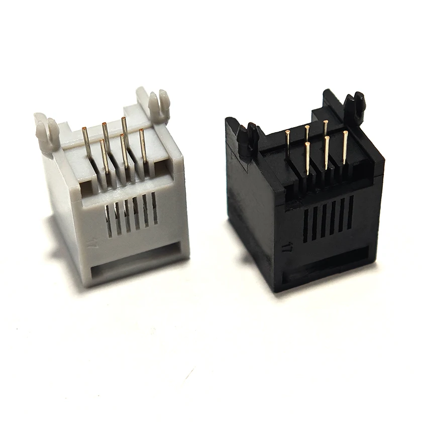 10 Stück RJ12 6P6C PCB-Buchse RJ11 6-poliger Telefon-Modularstecker 623 PCB-Steckverbinder Schwarz/Grau