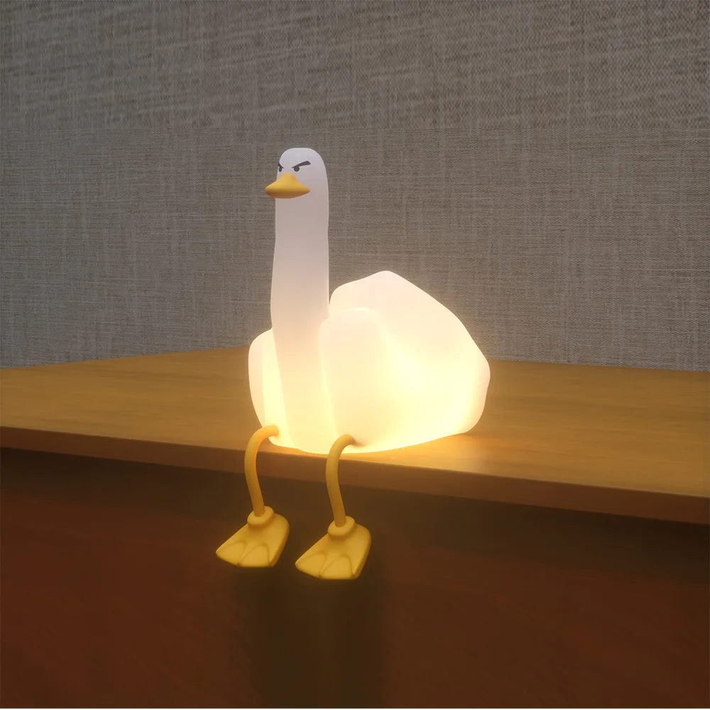 Middle Finger Duck Nightlight Cross-Border Creative Gifts Mobile Phone Bracket Bedroom Sleeping Bedside Atmosphere Lights Clap L