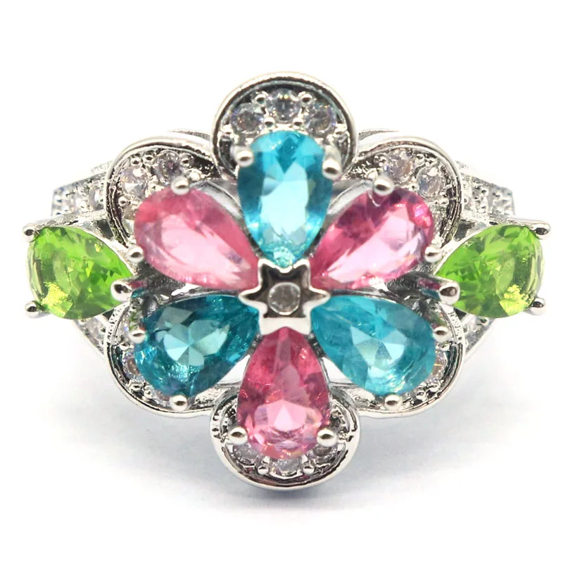 

Buy 5 Get 1 Free 23x18mm Highly Recommend Green Emerald Golden Citrine Green Peridot CZ Women Silver Rings