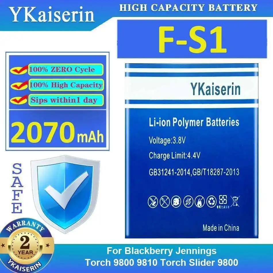 

2070Mah Stable F-S1 Environmentally Friendly Mobile Phone Battery For Blackberry Jennings Torch 9800 9810 Slider