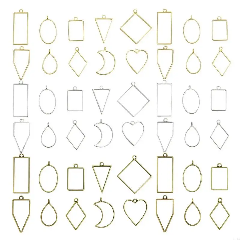 60 Pcs UV Epoxy Hollow Frames Resin Craft Bezels Pendants for Necklaces Earrings Jewelry Making Supplies