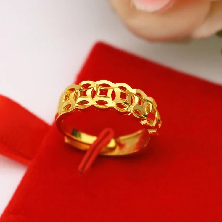 Korean Style Simple New Brass Gold Plated Jewelry Women's Vietnamese Shagin Bracelet Open Imitation Gold Bracelet for Women