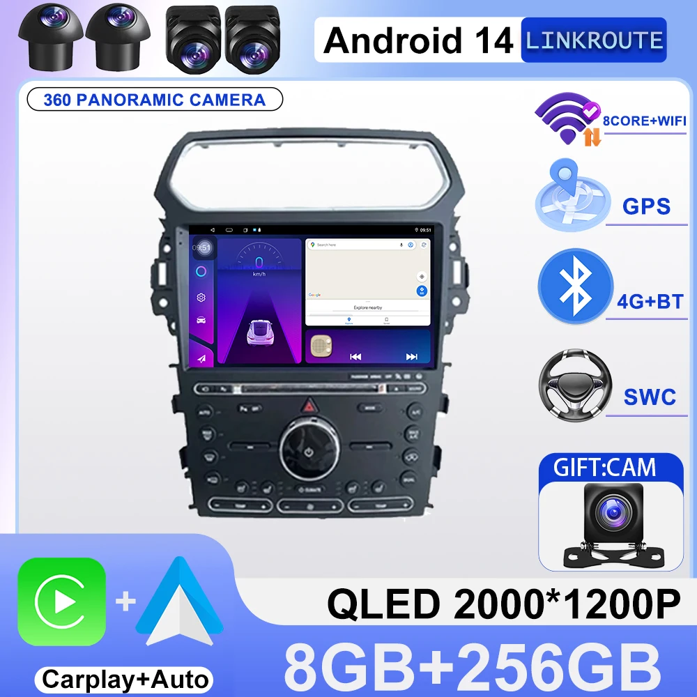 Carplay 4G For Ford Explorer 5 2011 - 2019 Car Radio Multimedia Video Player Navigation stereo GPS Android 14 No 2din 2 din dvd