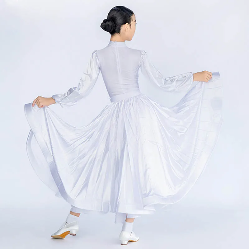 Lila Ballsaal Tanz Kleid Standard Mädchen Walzer Wettbewerb Kleid Moden Dance Bühne Kostüm Kind Ballsaal Dancewear Blau VDL1671