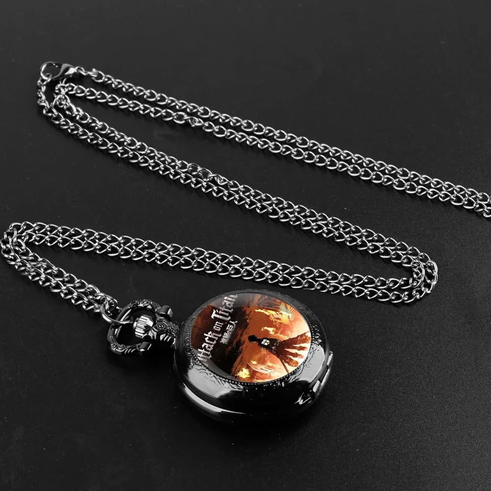 Montre de poche à Quartz avec dôme en verre, Design attaque sur Titan, avec chaîne Durable, cadran à chiffres arabes, pour hommes et femmes, cadeaux créatifs