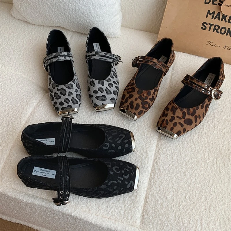 

Designer Spring Square Toe Women Mary Jane Shoes Concise Square Toe Buckle Strap Shoes Soft Eelgant Party Dress Flats Shoes