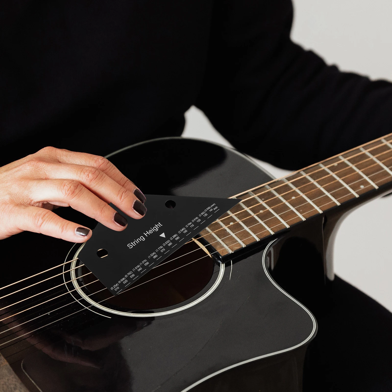 

Guitar String Action Ruler Black Stainless Steel Measuring Tool for Electric Bass Setup Kit String Gauge Ruler Guitar Supplies