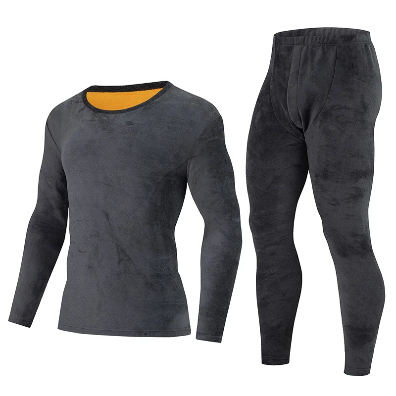 2-piece Men's Autumn And Winter Solid Color Warm Suit Youth With Thick Velvet Loose And Comfortable Autumn Clothes And Pants