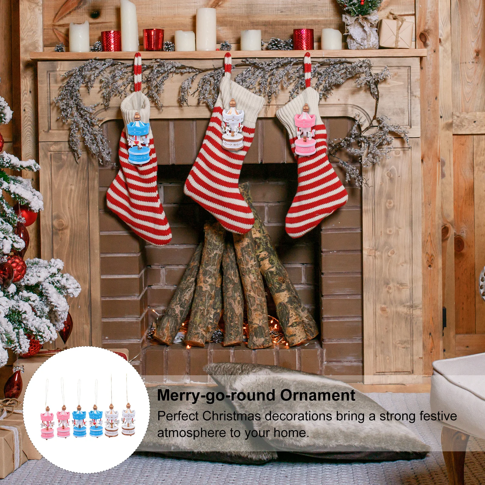 

1Set Christmas Merry-Go-Round Pendant Handcrafted Home Decorations Holiday Souvenirs Christmas Tree Merry-Go-Round Ornament