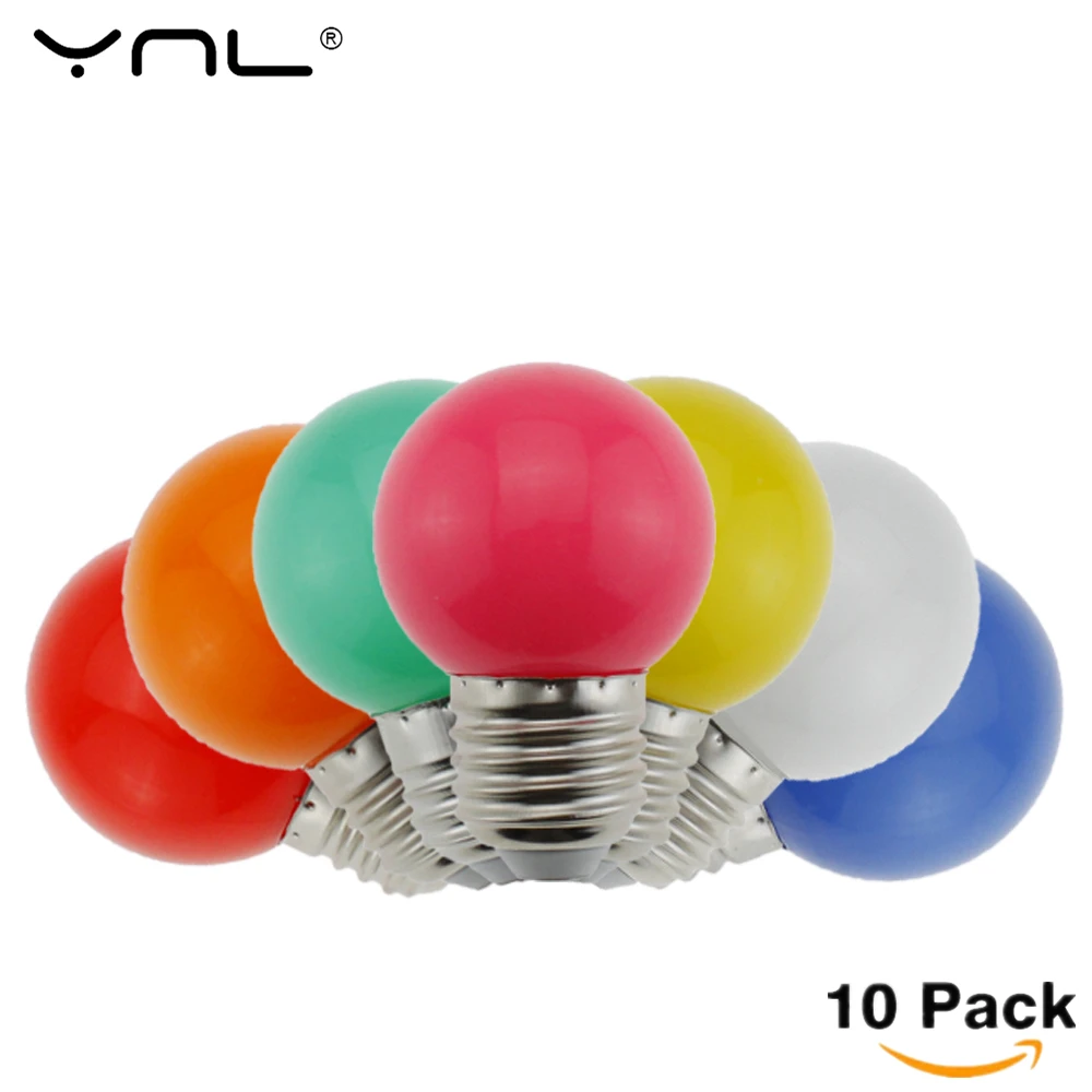 10 buah/lot lampu bohlam LED warna-warni G45 E27 3W 220V lampu dekorasi Natal lampu bohlam 7 warna pencahayaan dalam ruangan