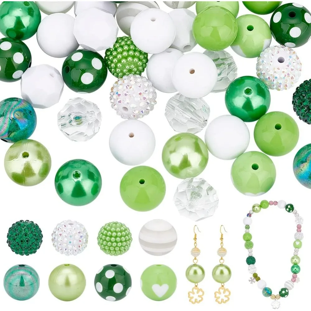 Patrick's Day Chunk Beads, Engines Blegum Resin, Opaque Acrylic Pen, Large At, 20mm, 50Pcs