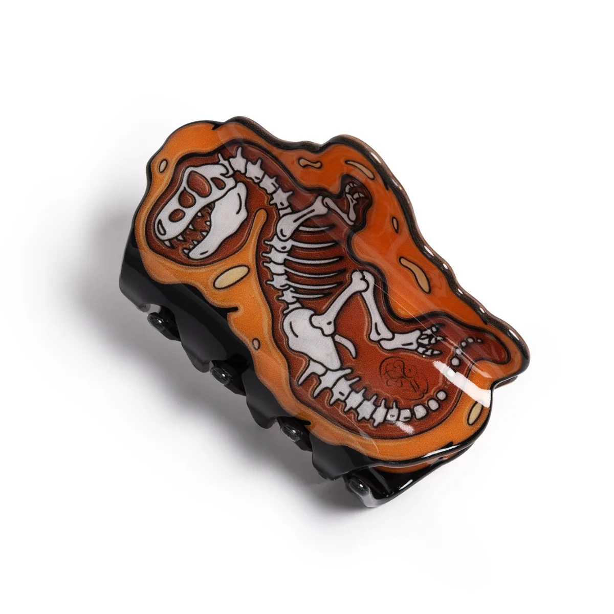 Dinosaur Skeleton Hair Claw – Vintage Fossil Print Shark Clip, Back-of-Head Hair Accessory