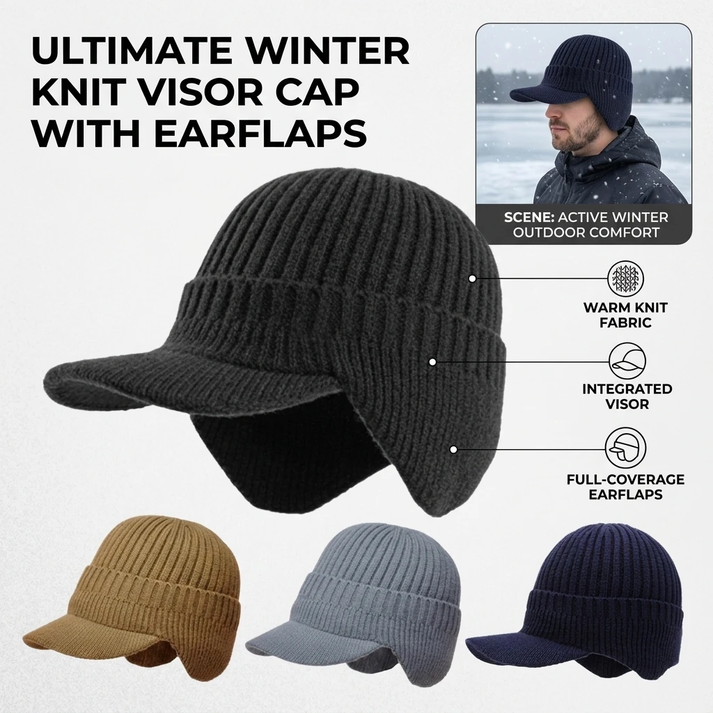 Men's Thickened Knitted Hat Ear Protector Velvet Warm Head Cap Duck Tongue Style for Autumn Winter Trendy Elderly Fashion Access