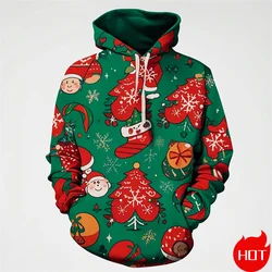 Winter Fashion 3D Printing Christmas Ornament Hoodies For Men Santa Claus Graphic Hooded Hoody Vintage Sweatshirts Mens Pullover