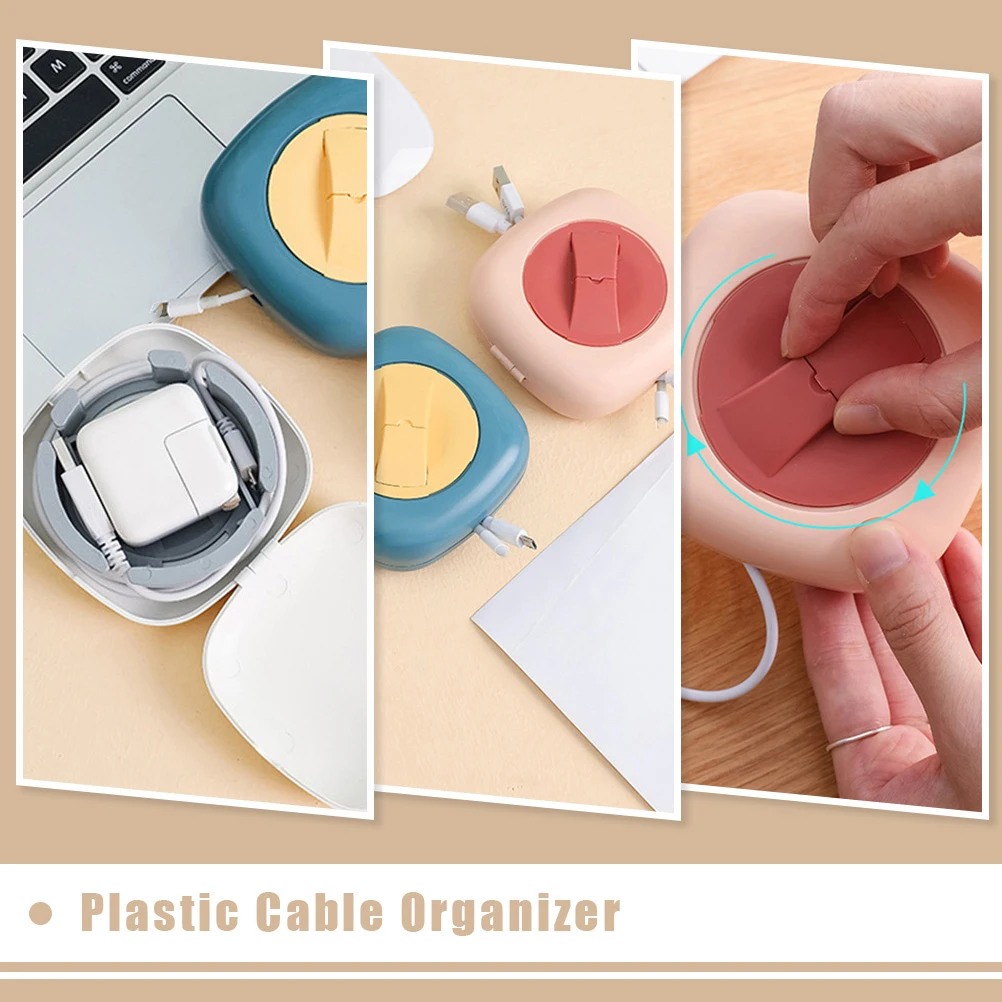 

3pcs Data Cable Storage Box Home Office Electric Wire Organizer USB Charging Cord Clutter Free Plastic PP Winder