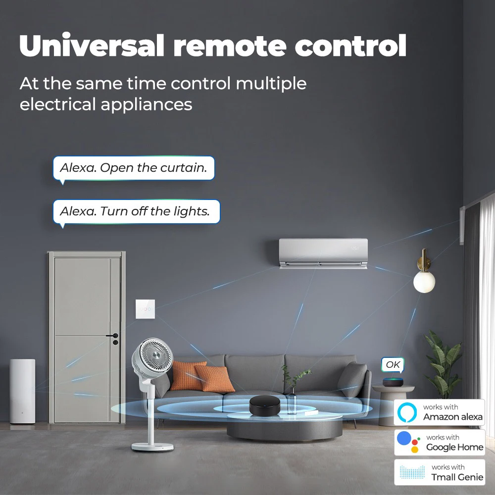 ONENUO Smart Wifi IR Universal Remote Control with Tuya and Smart Life Home Remote for Air Conditioner TV DVD Alexa Google