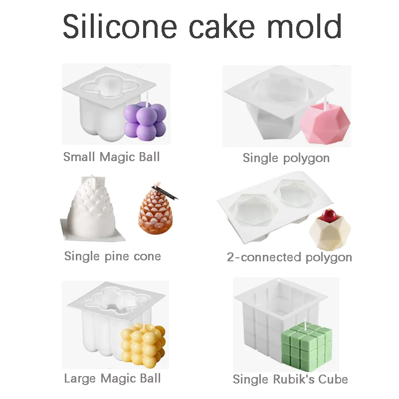 1PC Cube 3D Stereoskopische Silikon-Kuchenform kann als handgefertigte Aromatherapie-Kerze Gelee Pudding Handwerk Seifenherstellungswerkzeug verwendet werden
