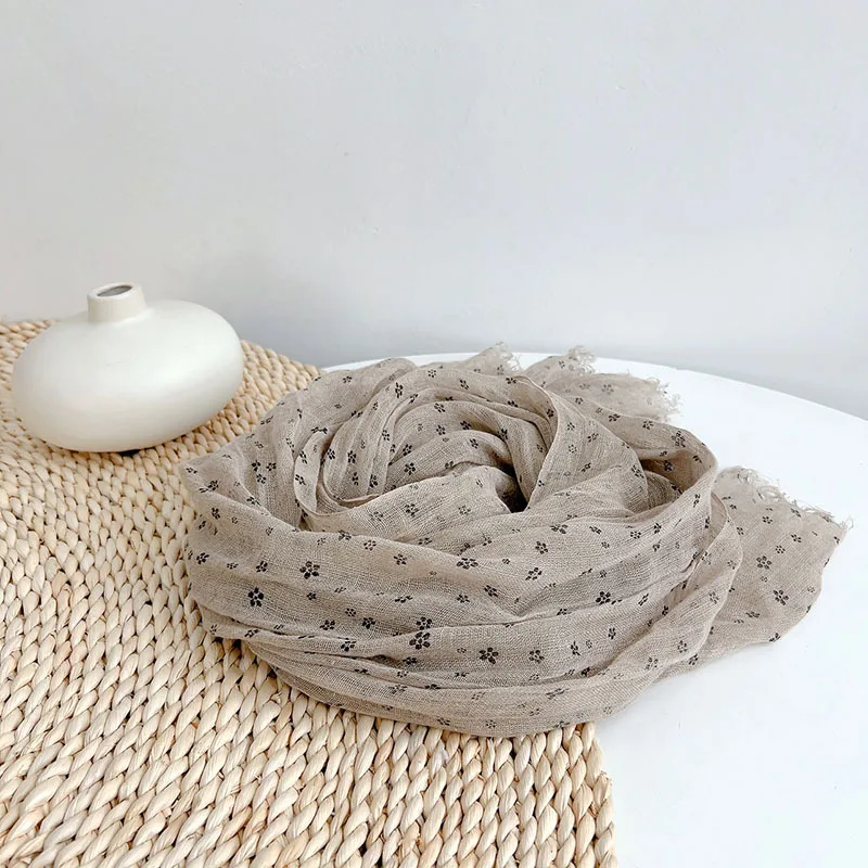 وشاح نسائي صيفي من الكتان بنقاط طويلة قابلة للتنفس إكسسوار ربيعي لقضاء عطلة الخريف #6