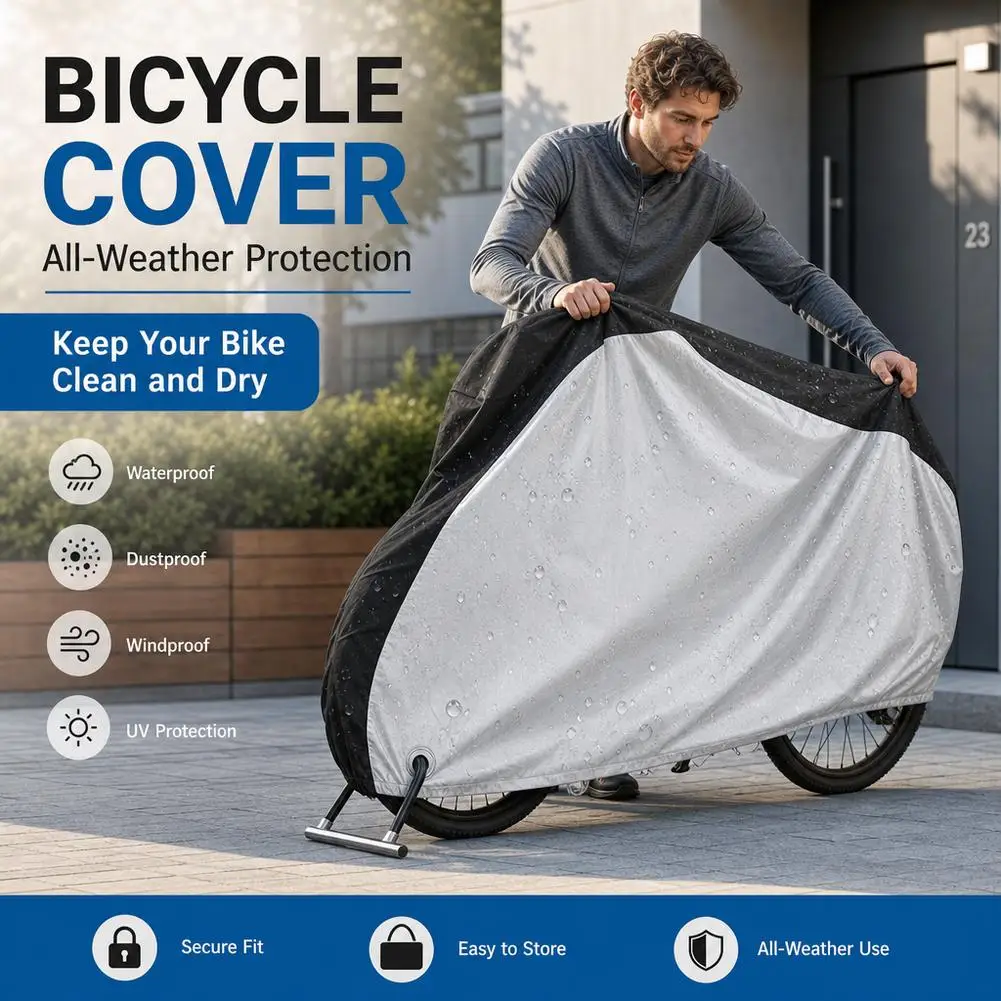 Waterproof Bike Cover Anti UV Sun Rain Dust Bicycle Case Lock Hole Heavy Duty 210D Oxford MTB Road Electric Scooter Garage