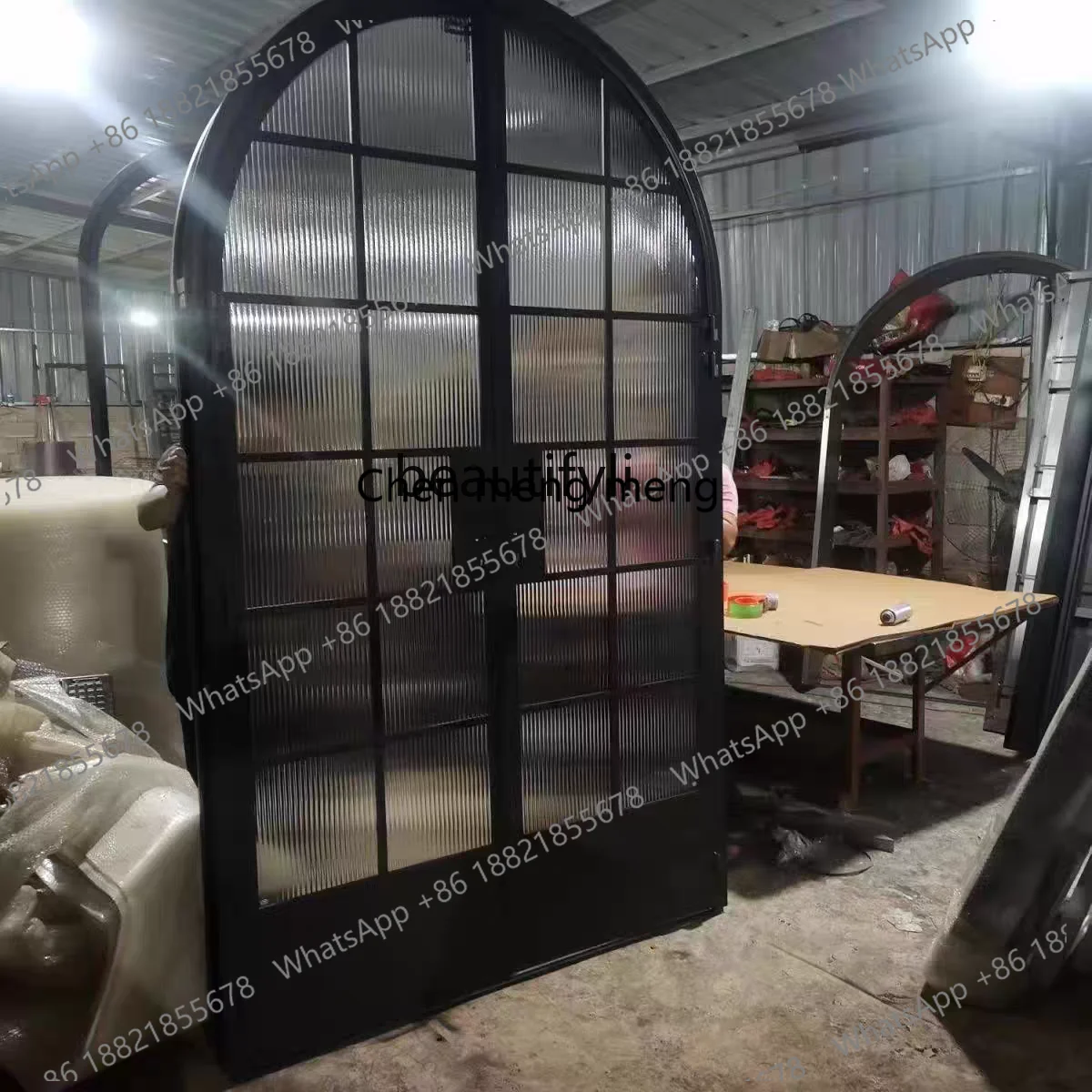 wrought iron arched retro extremely narrow arc glass double open courtyard paint opposite door