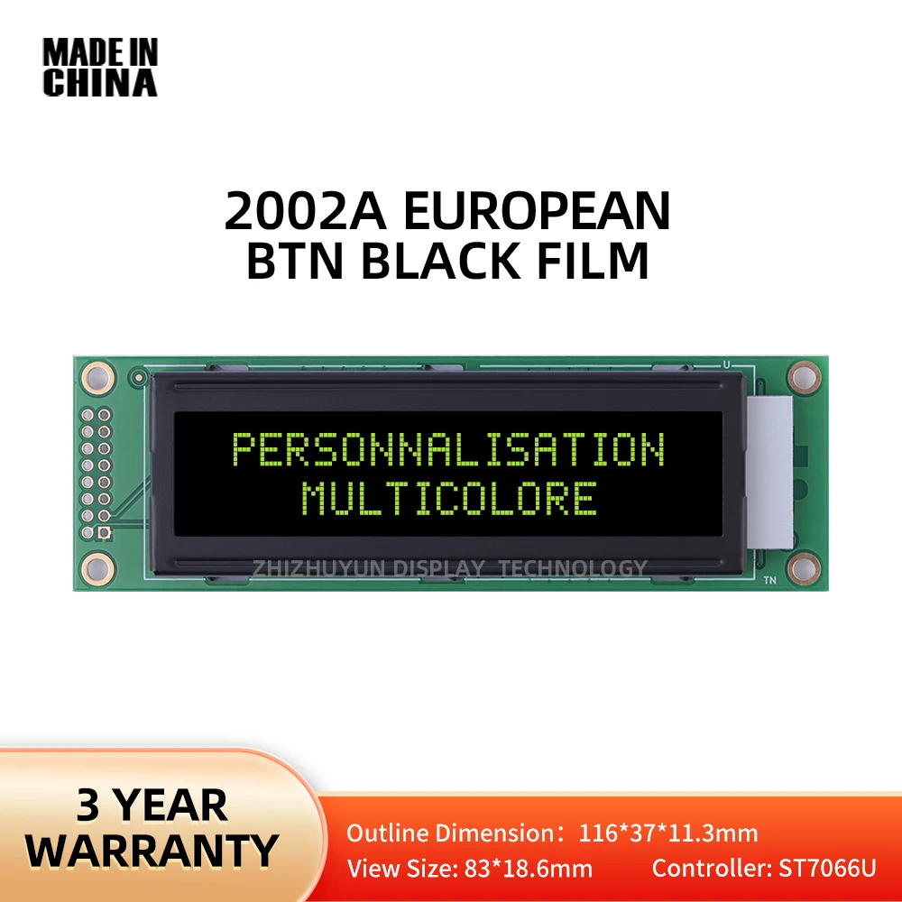 

2002A European Character LCD Module Display Screen BTN Black Film Yellow Word Audio Amplifier Display Screen