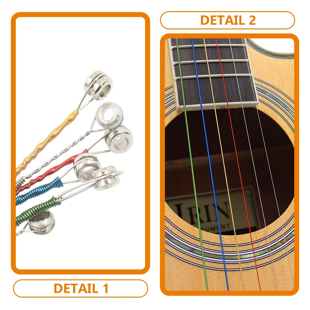 

1Set Acoustic Guitar Strings Brass Alloy Colorful Folk Guitar Strings Set Durable Bright Clear Balanced Tone Accessory