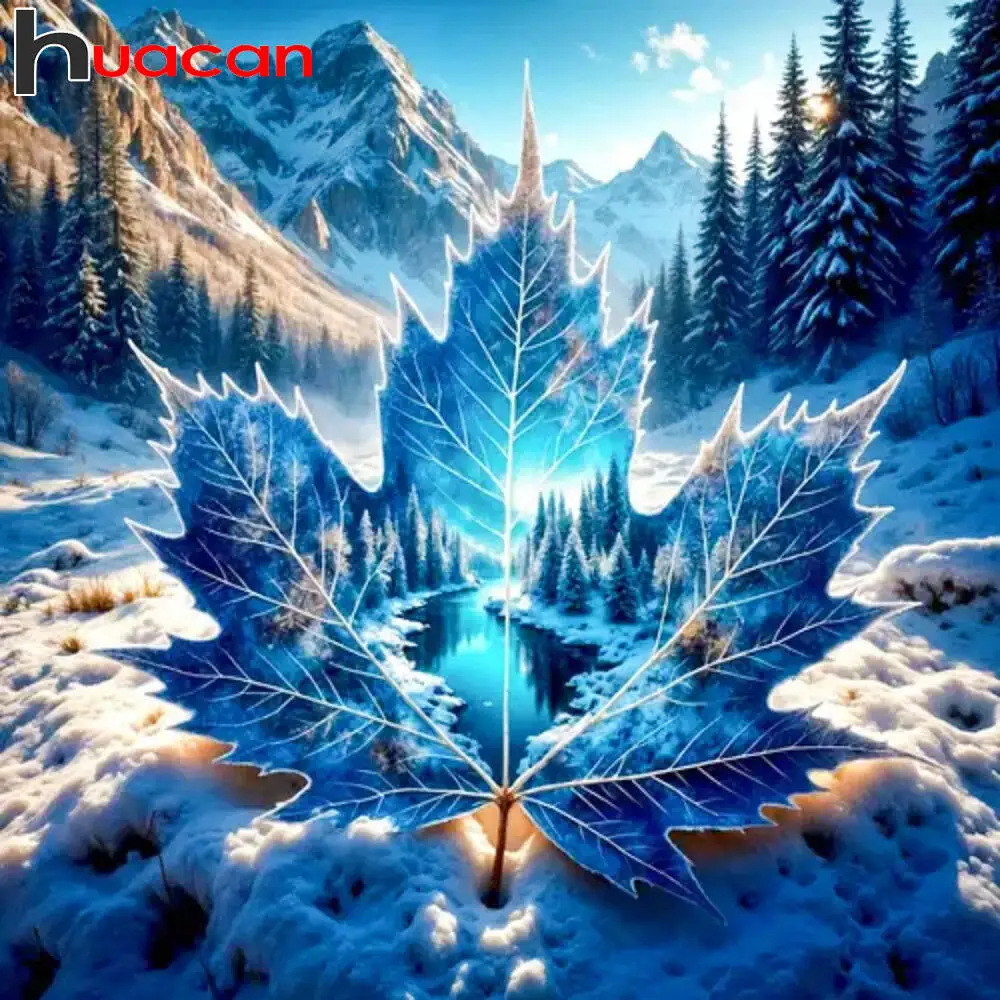 

Huacan DIY Full Round/square Drill Diamond Painting Snow Landscape 5D River Mountain Mosaic Art Rhinestone Pictures Gift