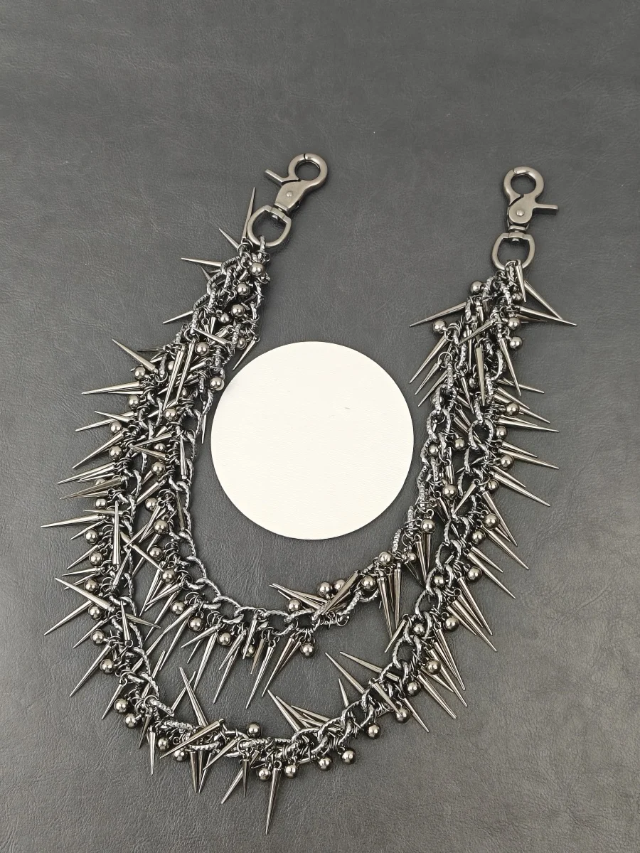 Original Y2K Heavy Metal Punk Doppel-schicht Niet Biker Hosen Kette Männliche Frau Mode Rock Und Roll Luxus Zubehör – Detail 16