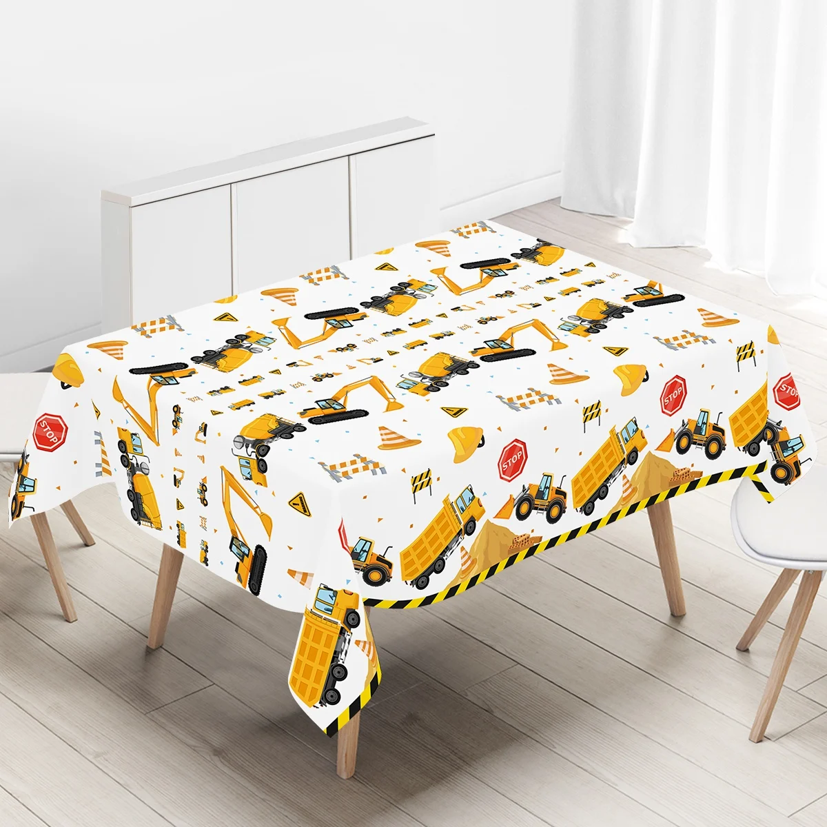 Construction Diposable Plastic Tablecloth Excavator Truck Pr