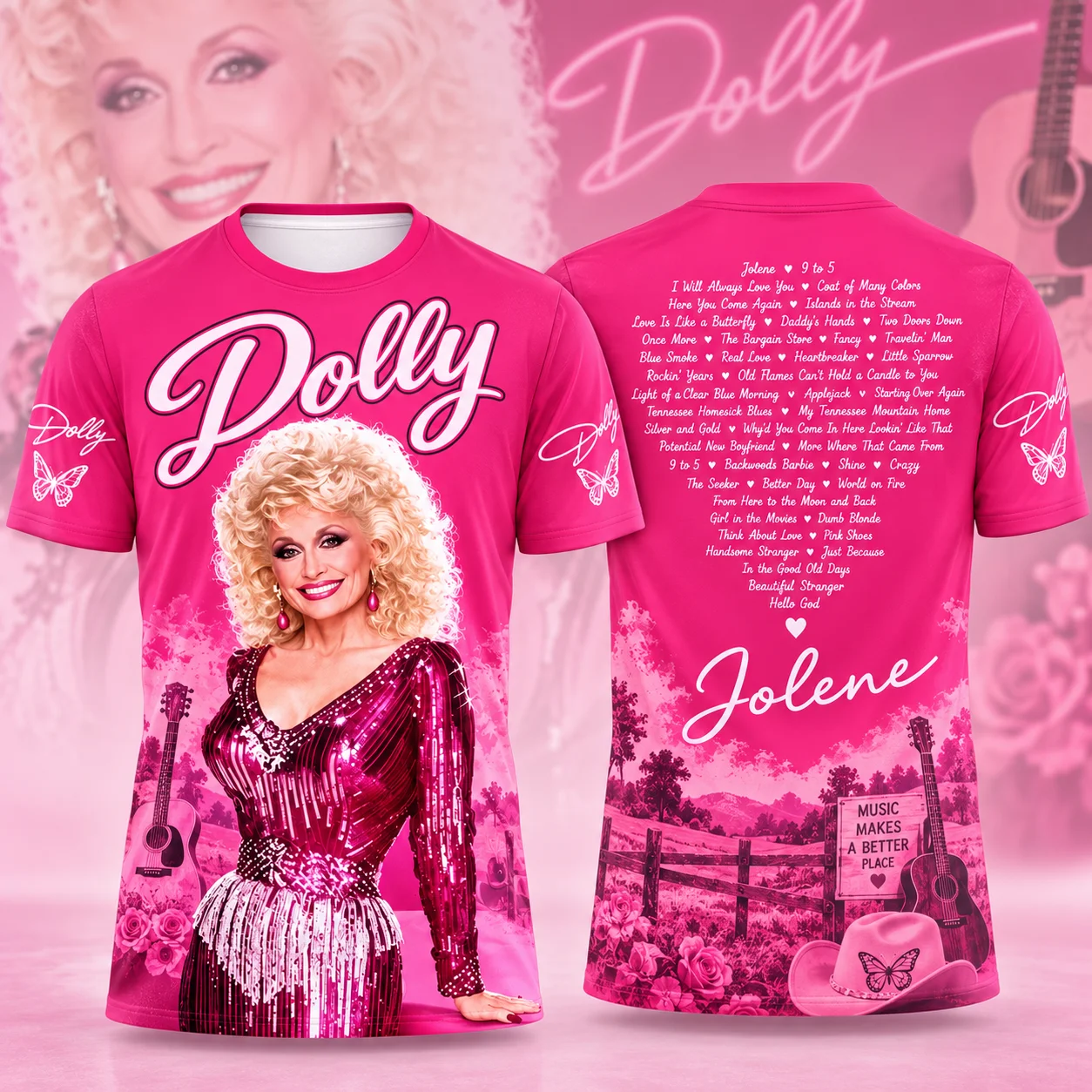 2026 Dolly Parton T‑Shirt Unisex Double‑Sided Portrait Print Short‑Sleeve Top Country‑Music Fan Casual Streetwear Tee