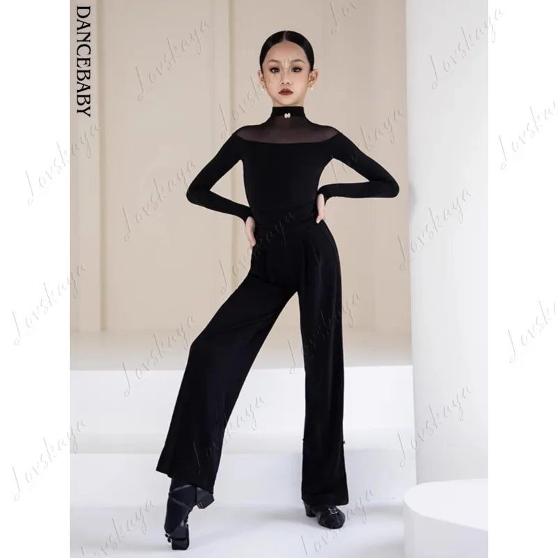 زي الرقص اللاتيني ذو الطراز الجديد - خاص لملابس الفتيات. قمة الرقص الوطنية القياسية للأطفال. ملابس ممارسة الأطفال.